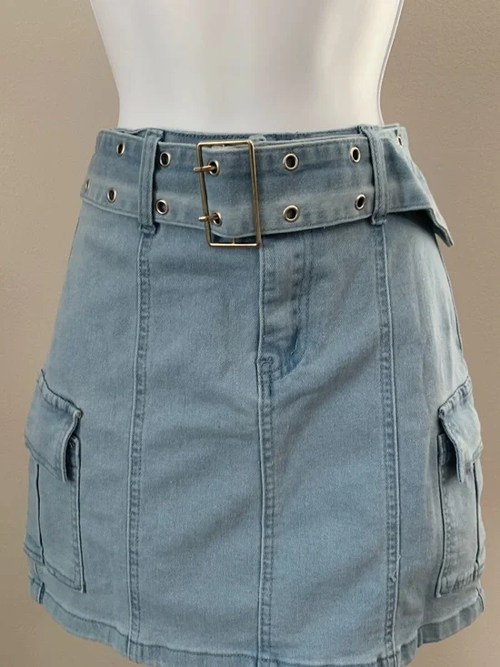 CiMuk Light Wash Denim Mini Skirt - Picture 14 of 16